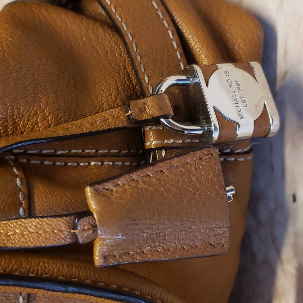 Michael Kors Camel Brown Leather Satchel - Picture 9 of 10